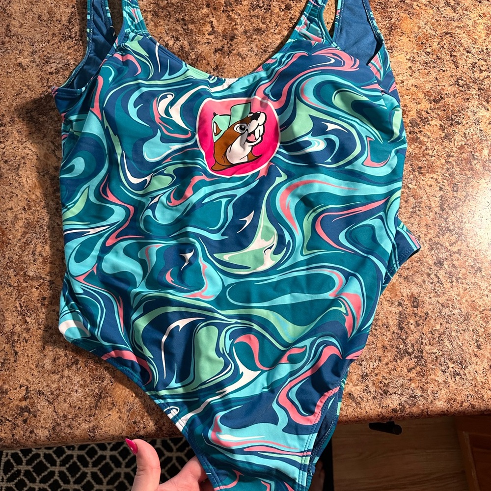 Buc-ee’s Colorful Swirl Pattern Swimsuit